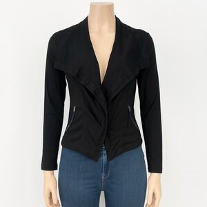 Marrakech Moto Jacket Womens XS Black Draped Waterfall Front Zip‎ Pockets